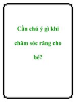 Cần chú ý gì khi chăm sóc răng cho bé? pdf