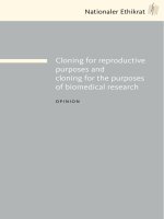 Cloning for reproductive purposes and cloning for the purposes of biomedical research potx