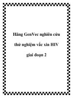 Hãng GenVec nghiên cứu thử nghiệm vắc xin HIV giai đoạn 2 ppt