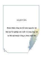 Hoàn thiện công tác kế toán nguyên vật liệu tại xí nghiệp sản xuất và cung ứng vật tư hà nội thuộc công ty hoá chất mỏ