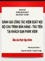 đánh giá công tác kiểm soát nội bộ chu trình bán hàng - thu tiền tại khách sạn park view