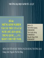NHỮNG KINH NGHIỆM  TÁI CẤU TRÚC CỦA CÁC NƯỚC (MỸ, HÀN QUỐC, TRUNG QUỐC,…..) VÀ  HÀM Ý CHO VIÊT NAM