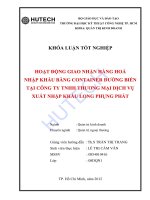 Luận văn:Hoạt đông giao nhận hàng hóa nhập khẩu bằng container đường biển tại công ty TNHH thương mại dịch vụ xuất nhập khẩu Long Phụng Phát pptx