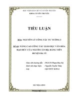 tiểu luận môn nguyên lý công tác tư tưởng i đề tài nâng cao công tác giáo dục văn hóa đạo đức của người cán bộ, đảng viên huyện ba vì