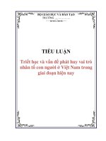 TIỂU LUẬN: Triết học và vấn đề phát huy vai trò nhân tố con người ở Việt Nam trong giai đoạn hiện nay pdf