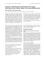 Báo cáo khoa học: Expression, puriﬁcation and characterization of the second Kunitz-type protease inhibitor domain of the human WFIKKN protein pot