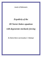 Đề tài " Ergodicity of the 2D Navier-Stokes equations with degenerate stochastic forcing " pdf