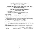 đề thi lí thuyết chuyên môn nghề tốt nghiệp cao đẳng khóa 2 - điện dân dụng - mã đề thi đdd - lt (30)