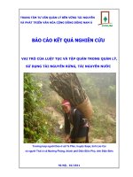 BÁO CÁO KẾT QUẢ NGHIÊN CỨU VAI TRÒ CỦA LUẬT TỤC VÀ TẬP QUÁN TRONG QUẢN LÝ, SỬ DỤNG TÀI NGUYÊN RỪNG, TÀI NGUYÊN NƯỚC pptx