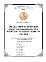 các loại vận đơn đường biển trong thương mại quốc tế & những lưu ý khi lập và kiểm tra vận đơn