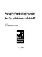 Financial Aid Awarded, Fiscal Year 1999: Grants, Loans, and Student Earnings from Institution Jobs potx