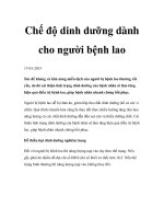 Chế độ dinh dưỡng dành cho người bệnh lao doc