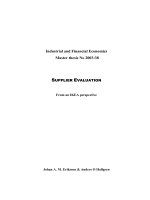 Industrial and Financial Economics Master thesis No 2003: SUPPLIER EVALUATION docx