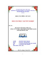 luận văn kế toán vốn bằng tiền tại công ty cp thực phẩm đóng hộp kiên giang chi nhánh bến tre