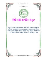đề tài triết học quản lý nhà nước trong phát triển nông nghiệp, nông thôn theo hướng công nghiệp hoá, hiện đại hoá ở nước ta hiện nay một số vấn đề đặt ra