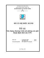 Xây dựng chương trình mô phỏng các giải thuật định thời cho CPU