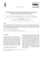 Controlled growth of oriented amorphous silicon nanowires via a solid–liquid–solid (SLS) mechanism