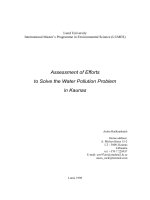Lund University International Master’s Programme in Environmental Science (LUMES): Assessment of Efforts to Solve the Water Pollution Problem in Kaunas pdf