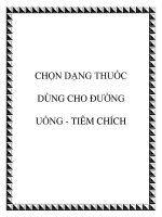 CHỌN DẠNG THUỐC DÙNG CHO ÐƯỜNG UỐNG - TIÊM CHÍCH pot