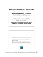 UNIT 1. ONLINE COMMUNITIES: A NEW OPPORTUNITY LESSON 4. ELECTRONIC NETWORKING IN COMMUNICATION FOR DEVELOPMENTNOTE pptx