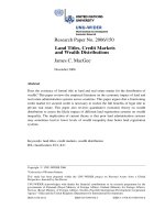 Research Paper No. 2006/150 Land Titles, Credit Markets and Wealth Distributions pot
