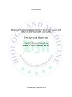 Diagnosis of pulmonary tuberculosis by smear microscopy and culture in a tertiary health care facility: Biology and Medicine docx