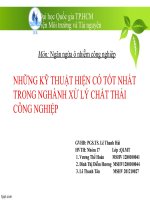 NHỮNG KỸ THUẬT HIỆN CÓ TỐT NHẤT TRONG NGHÀNH XỬ LÝ CHẤT THẢI CÔNG NGHIỆP