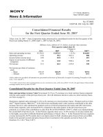 CONSOLIDATED FINANCIAL RESULTS FOR THE FIRST QUARTER ENDED JUNE 30,2007 potx