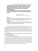 Tạp chí khoa học và công nghệ trường ĐH Đà Nẵng - số 4: Các dạng câu hỏi và bài tập phục vụ cho kiểm tra đánh giá kỹ năng lời nói bằng tiếng Nga của sinh viên chuyên ngữ giai đoạn đầu doc