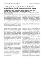 Báo cáo khoa học: Local changes in the catalytic site of mammalian histidine decarboxylase can affect its global conformation and stability pptx