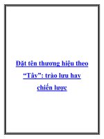Đặt tên thương hiệu theo “Tây”: trào lưu hay chiến lược.Ngày càng nhiều pot