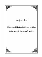 LUẬN VĂN: Phân tích lý luận giá trị, giá cả hàng hoá trong các học thuyết kinh tế pdf