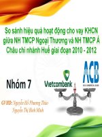 so sánh hiệu quả hoạt động cho vay khcn giữa nh tmcp ngoại thương và nh tmcp á châu chi nhánh huế giai đoạn 2010 - 2012