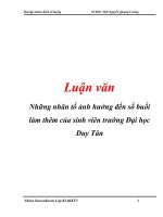 Đề tài : Những nhân tố ảnh hưởng đến số buổi làm thêm của sinh viên trường Đại học Duy Tân potx