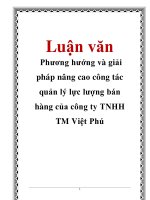 Luận văn: Phương hướng và giải pháp nâng cao công tác quản lý lực lượng bán hàng của công ty TNHH TM Việt Phú pdf