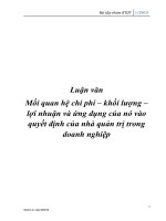 Luận văn Mối quan hệ chi phí – khối lượng –lợi nhuận và ứng dụng của nó vào quyết định của nhà quản trị trong doanh nghiệp docx