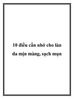 10 điều cần nhớ cho làn da mịn màng, sạch mụn ppt