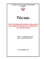 Tiểu luận: Một số giải pháp nhằm nâng cao hiệu quả đào tạo lao động kỹ thuật bếp trong ngành khách sạn tỉnh Kiên Giang doc
