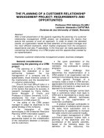 THE PLANNING OF A CUSTOMER RELATIONSHIP MANAGEMENT PROJECT: REQUIREMENTS AND OPPORTUNITIES pptx