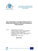 New technologies or innovative treatment lines for reliable water treatment for P&P and minimization of waste production ppt