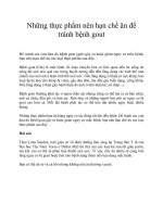 Những thực phẩm nên hạn chế ăn để tránh bệnh gout pot