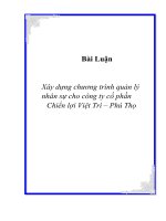 xây dựng chương trình quản lý nhân sự cho công ty cổ phần chiển lợi việt trì – phú thọ