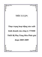 Thực trạng hoạt động sản xuất kinh doanh của công ty TNHH Thiết Bị Phụ Tùng Hòa Phát giai đoạn 2005-2009