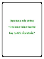 Bạn đang mắc chứng viêm họng thông thường hay do liên cầu khuẩn? docx