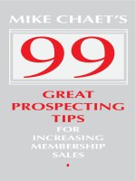 MIKE CHAET’S 99 GREAT PROSPECTING TIPS FOR INCREASING MEMBERSHIP SALES ppt