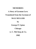 MEMORIES A Story of German Love Translated from the German of MAX MULLER ppt
