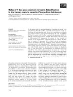 Báo cáo khoa học: Roles of 1-Cys peroxiredoxin in haem detoxiﬁcation in the human malaria parasite Plasmodium falciparum potx