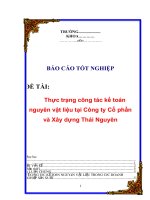 Thực trạng công tác kế toán nguyên vật liệu tại công ty cổ phần và xây dựng thái nguyên