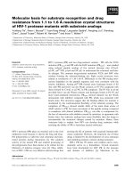 Báo cáo khoa học: Molecular basis for substrate recognition and drug ˚ resistance from 1.1 to 1.6 A resolution crystal structures of HIV-1 protease mutants with substrate analogs pptx