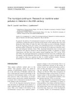 THE MUNICIPAL CONTINUUM: RESEARCH ON MARITIME WATER POLLUTION IN HELSINKI IN THE 20TH CENTURY docx